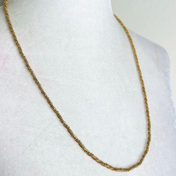Vintage Napier Gold Tone Twisted Ball and Cord Chain 24in Necklace - Picture 1 of 4